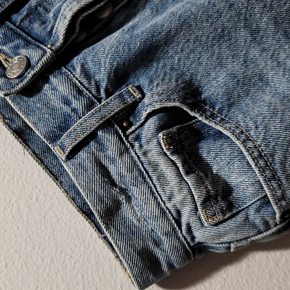 PACSUN 24 CASUAL HIGH RISE STRAIGHT LEG BUTTON FLY CUT OFF DENIM BLUE JEAN SHORT - Picture 4 of 14